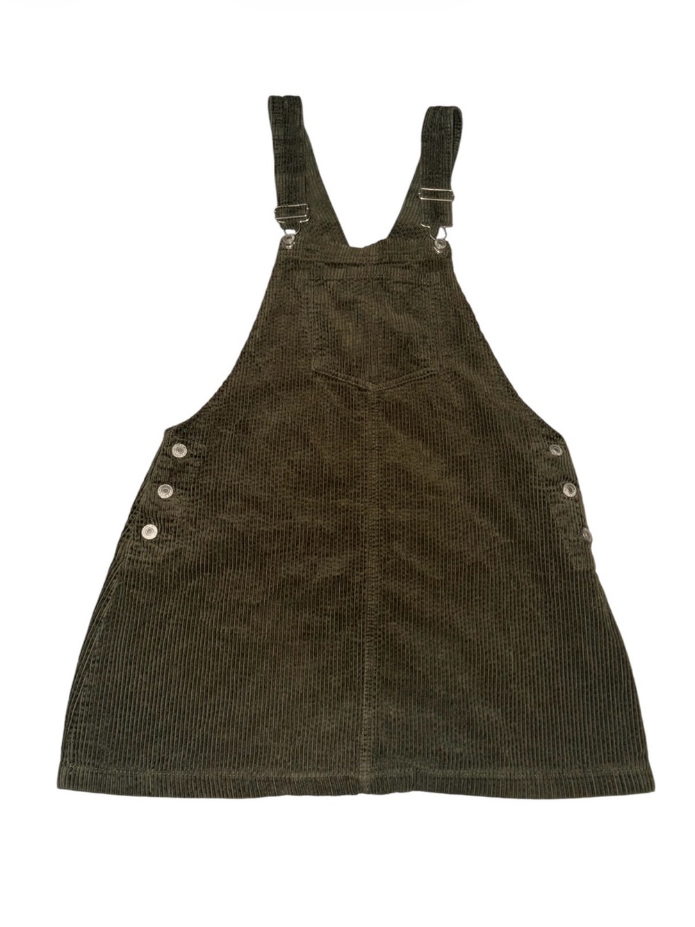 Love Tree Olive Green Corduroy Pinafore Dress